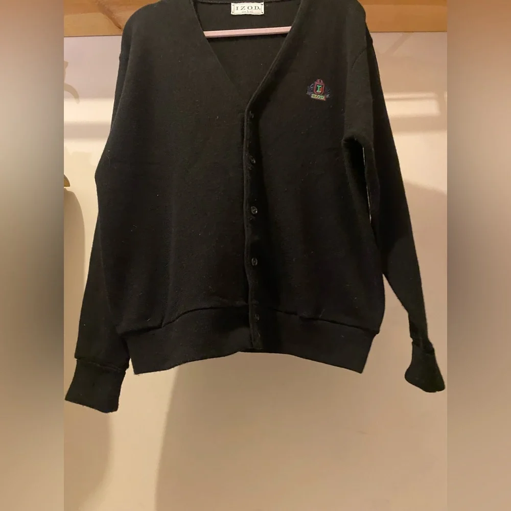 Vintage Izod Black Men's Cardigan Sweater - Picture 5 of 5